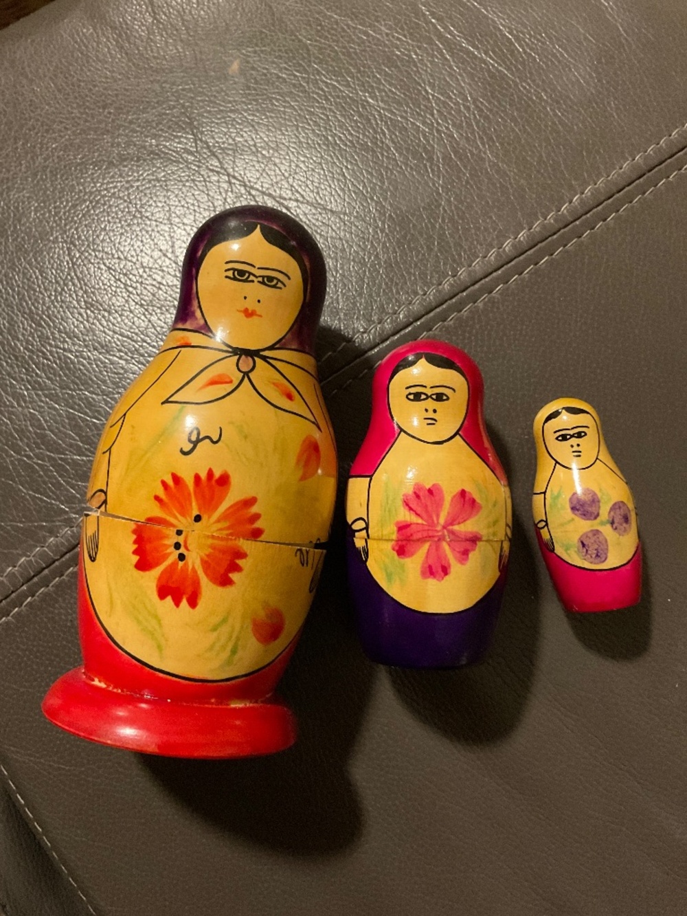 Vintage USSR wood stacking nesting Three. Made in USSR. Used.